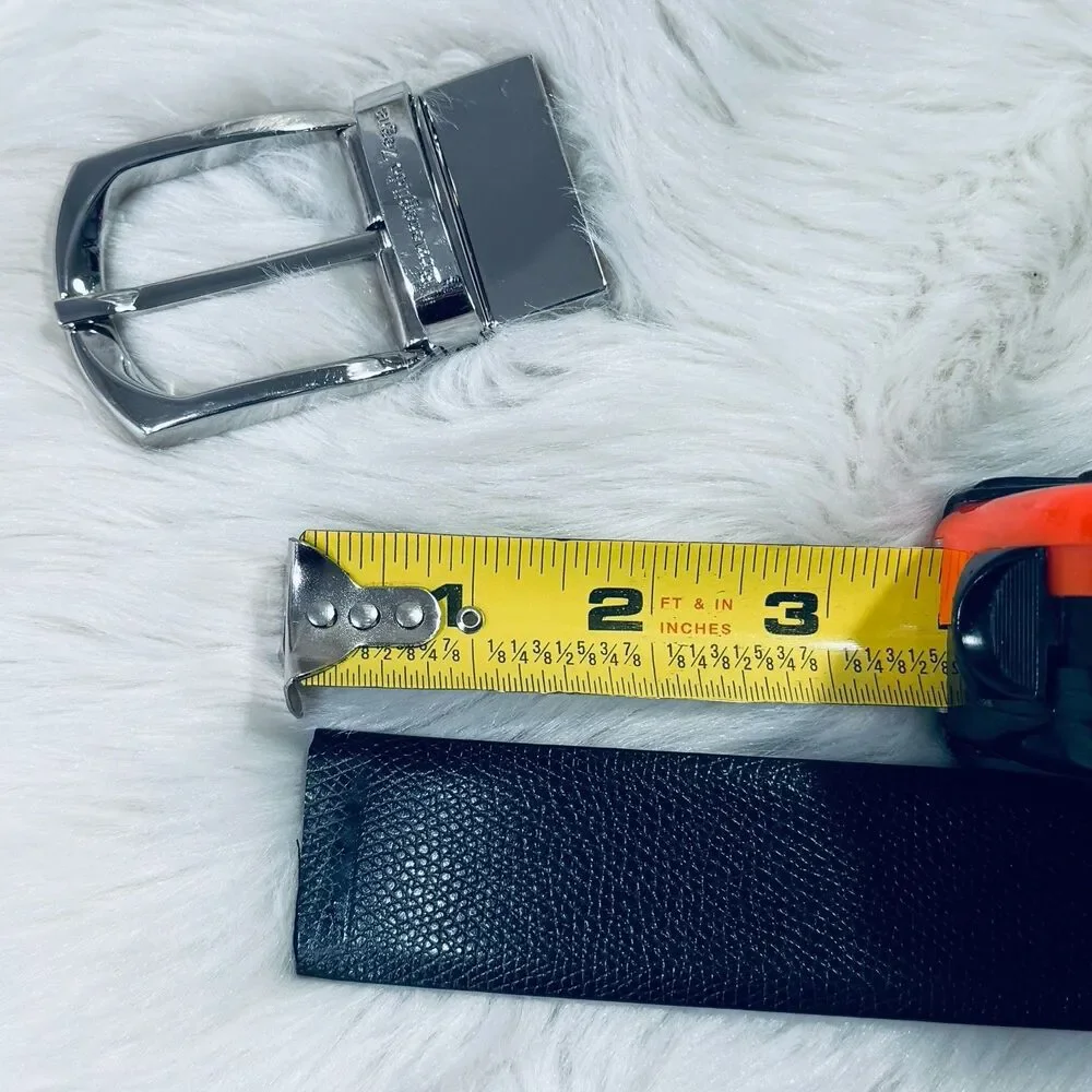 Ermenegildo Zegna Reversible Belt Palladium Black Smooth Textured Men’s Size 32